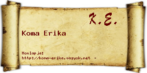 Koma Erika névjegykártya